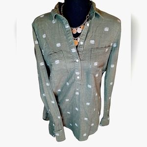 Olive Green Elephant Print Tunic Blouse